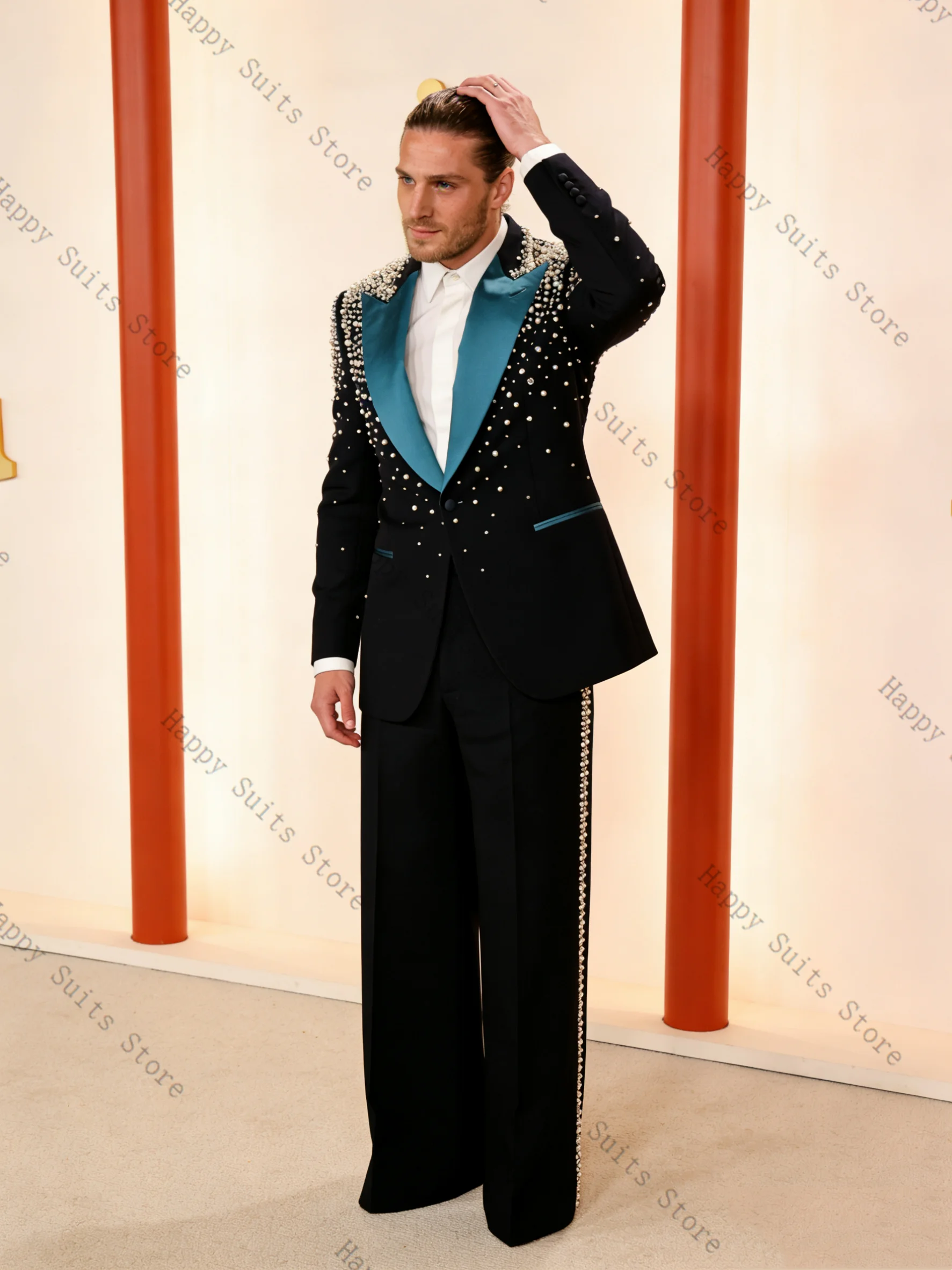 

Stone Blue Black Men Suit Set 2 Pcs Groom Blazer+Pants Trousers Formal Office Coat Wedding Tuxedo Customized Jacket Outfit