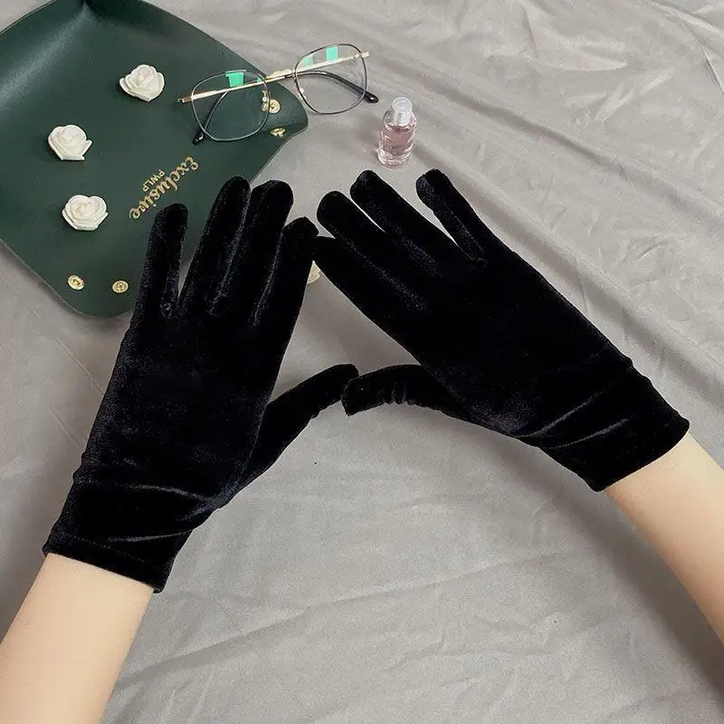 Women's High Elasticity Velvet Gloves Autumn Winter Outdoor Cycling Windproof Driving Warm Square Dancing Long-lasting Wear