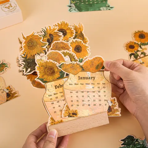 2026 Kortinsats Skrivbordskalender Vintage Målning Månadsplanerare Med Träbas Skrivbordsdekor För Månadsschema Organiserare 6 best sales kalenderbord - №2