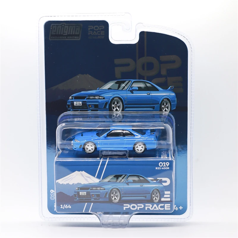 Enigma x POP RACE 1:64 R33 400R Skyline Champion Blue / NSX GT3 Evo22 Advan Die-Cast Car Model Miniature Gifts