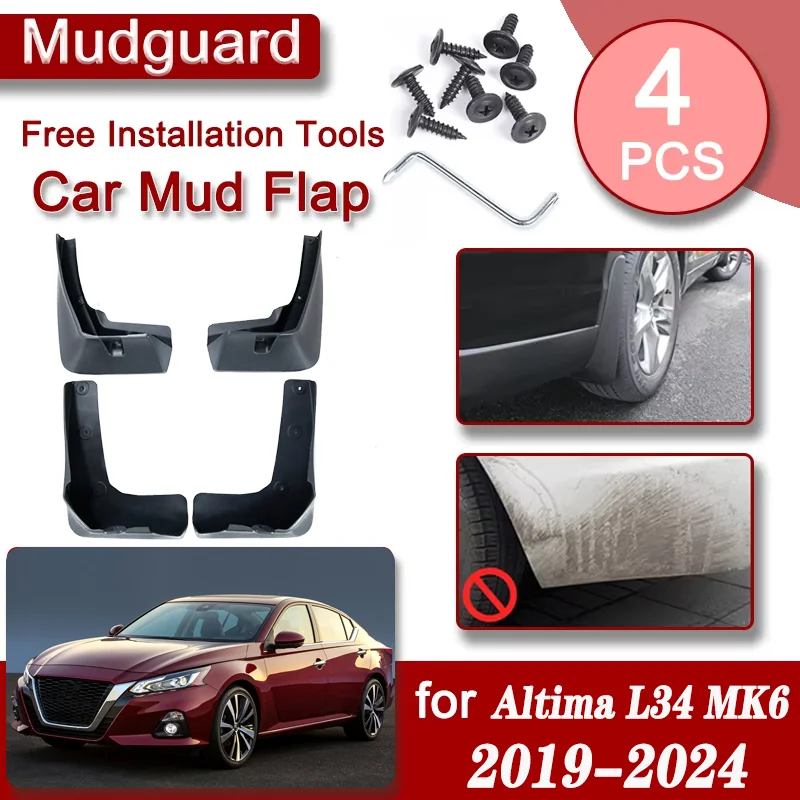 

Car Front Rear Mudguards For Nissan Altima L34 2019-2024 MK6 4PCS Accessories Luxury Fender Mudguard Anti-splash Mud Flaps Guard