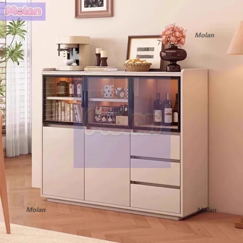 

Slate dining side cabinet Household kitchen cabinet Living room integrated wall side cabinet Simple modern solid wood storage