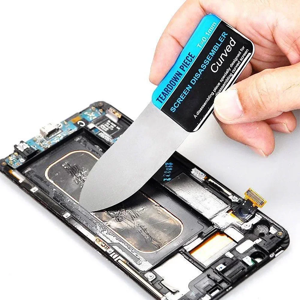 1PC Mobile Phone Curved LCD Screen Spudger Opening Pry Card Tools Ultra Thin Flexible Mobile Phone Disassemble Steel Metal