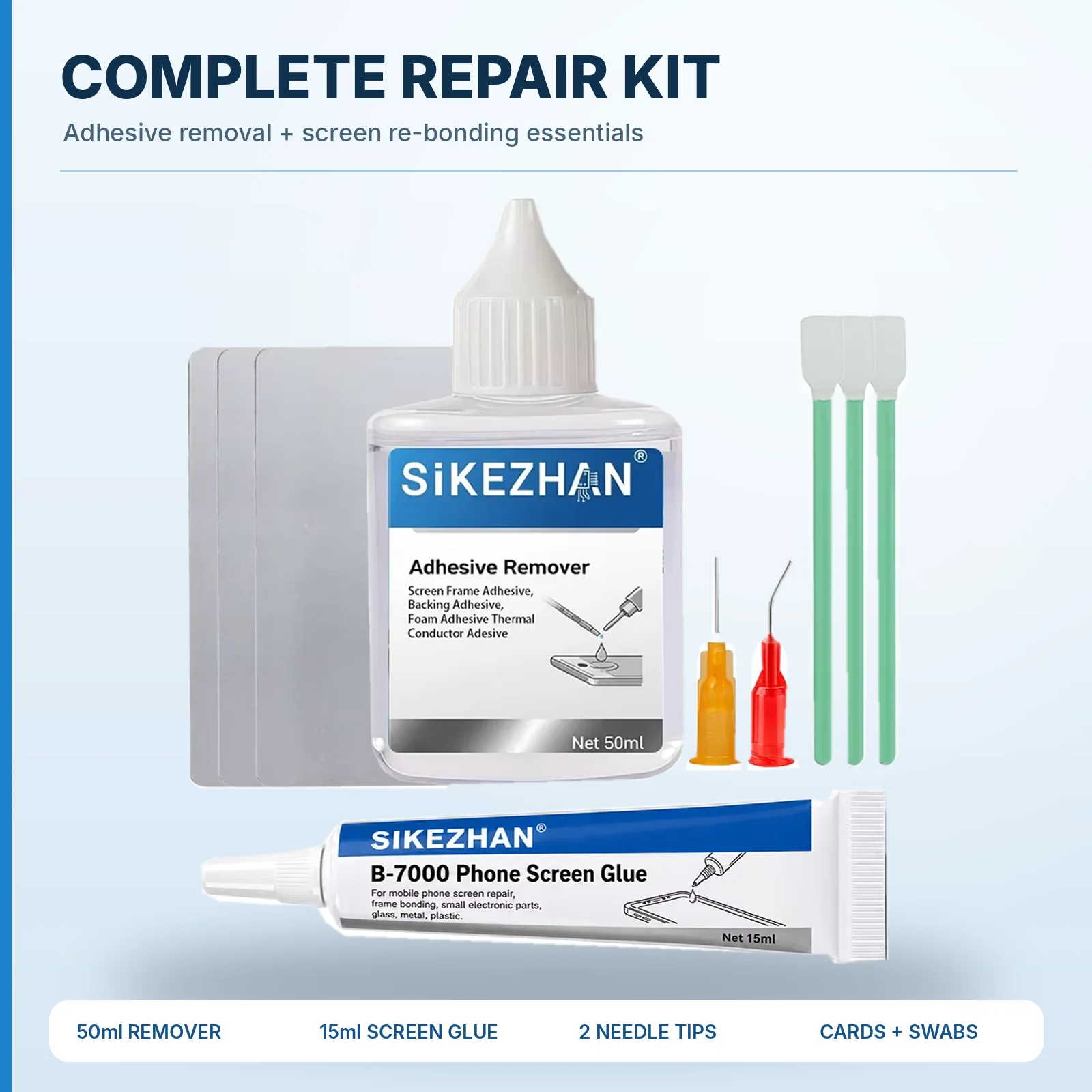 LCD Touch Screen Repair Tool Kit 50ml Adhesive Remover Liquid & 15ml B7000 Glue For Mobile Phone Frame Bonding Glass DIY Tools
