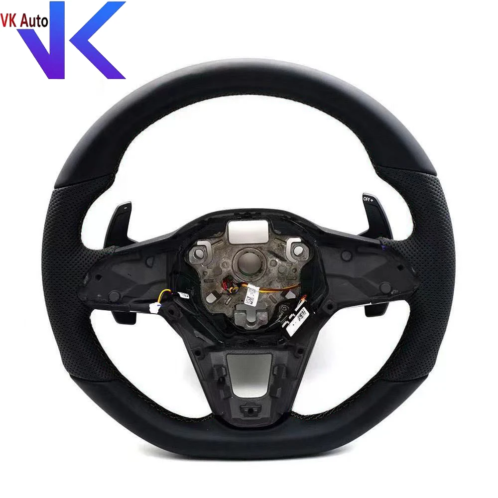 For VW Golf MK8 Preforated Leather Black Stitching Steering Wheel Base Accessories