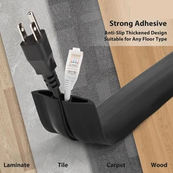 1Pc 1M Pvc Floor Wire Cover Self-adhesive Power Cable Protector Extension Electric Wire Duct Slot Cable Sleeves Hider Covers