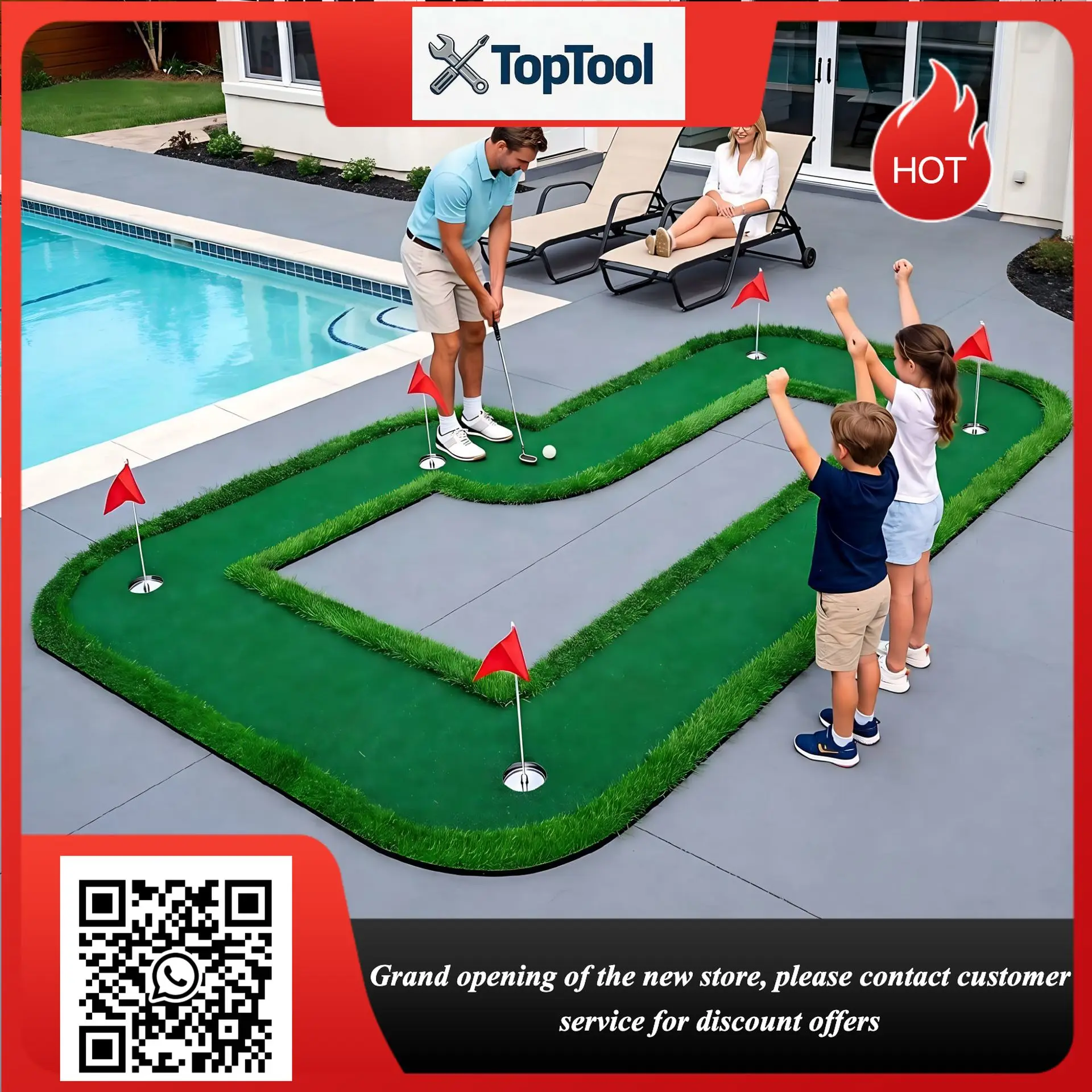 New Arrival Modular Assemble Golf Putting Green Family Entertainment Game Indoor Golf Putter Training Equipment