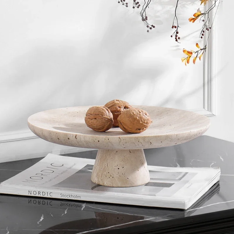 

Travertine Tray for Candle and Mubkhar Decorative Moon Shaped Trinket Dish for Jewelry Perfume