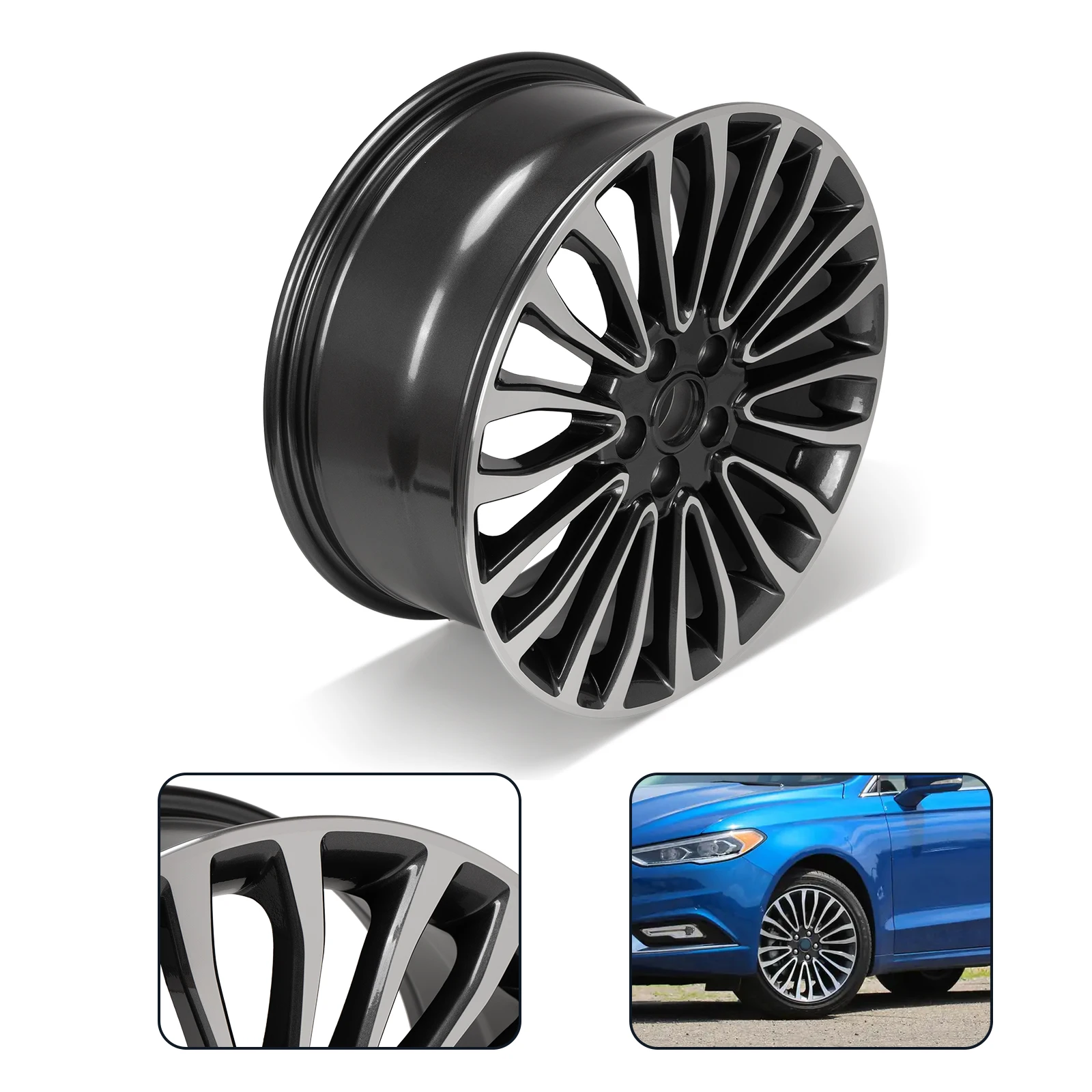18x8 Inch Gray Machined Aluminum Alloy OE Style Replacement Wheel Rim Direct Fit For Ford Fusion 2017-2018