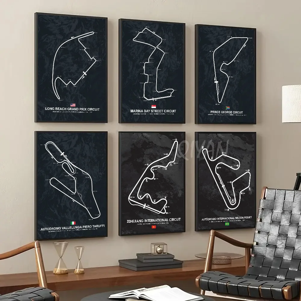 

2024 F1 World Racing Track Poster Paper Print Home Living Room Bedroom Entrance Bar Restaurant Cafe Art Painting Decoration