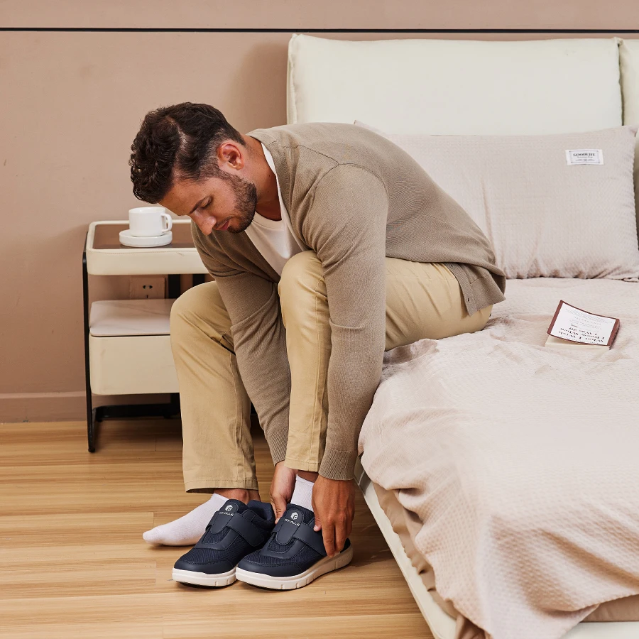 Fittington Diabetic Shoes For Man Extra Wide Width Swollen Feet Shoes For Diabetics Pain Relief Non-slip Man Shoes