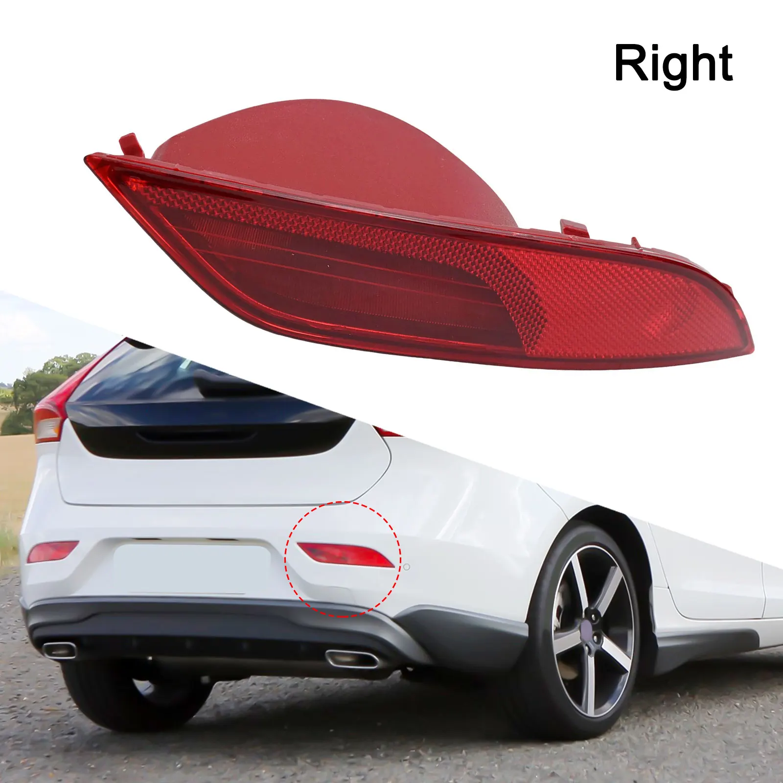 車のリアバンパーリフレクターライトレッド-31290577-31395551-v40-13-18-右フォグランプテールレンズ電球なしカーアクセサリー