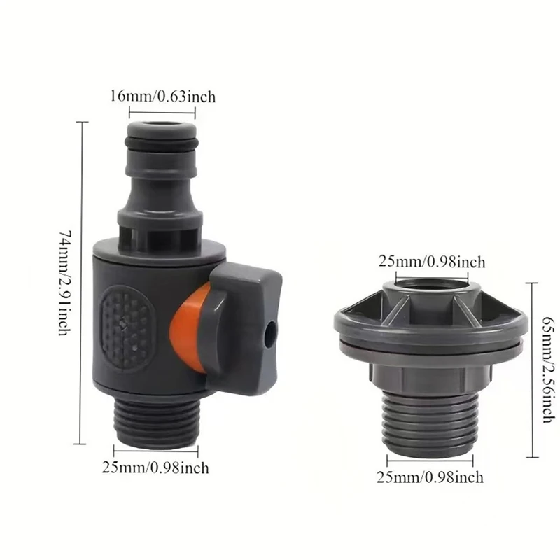 PVC Water Tank Adapter, Durable Water Tank Adapter With Valve, Quick Installation Rainwater Collection Connector Kit