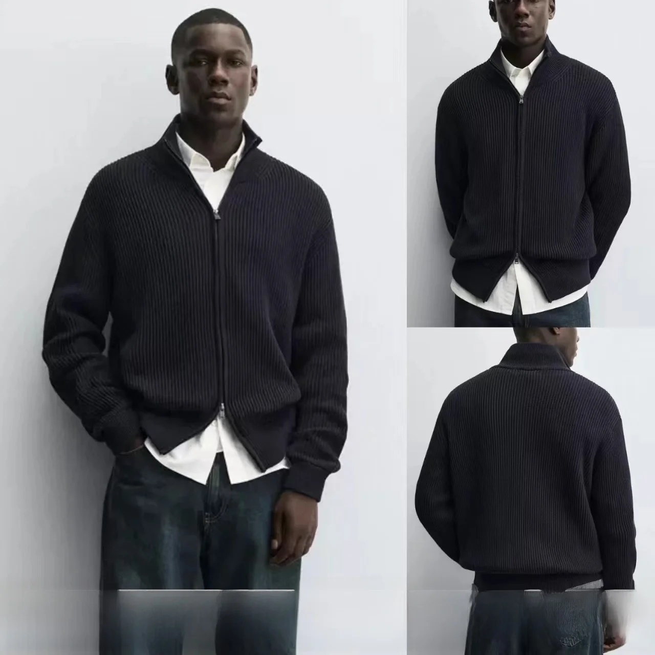 

Мужской приталенный вязаный джемпер на молнии с кисточками, повседневный кардиган, свитер, дышащий, теплый, удобный, длинный све, хлопок 00%