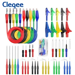 Cleqee P1920 Series Back Probe Kit Banana Plug to Alligator Clip Multimeter Test Lead with Automotive Puncture Needles Set