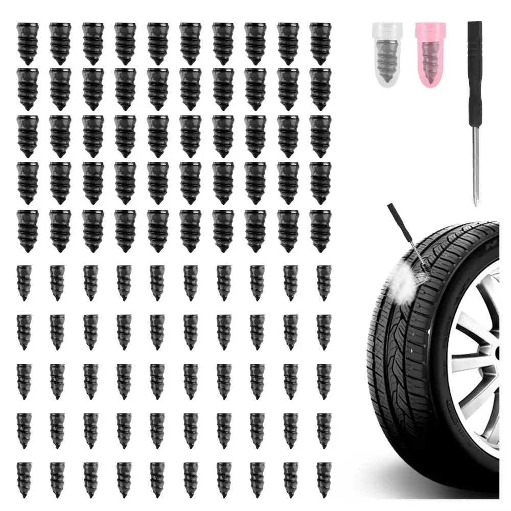 

40/100Pcs Rubber Tire Repair Rubber Nails Kit Spiral Fast Tool Vacuum Tire Repair Nail Self-Service Self-Tapping Screw