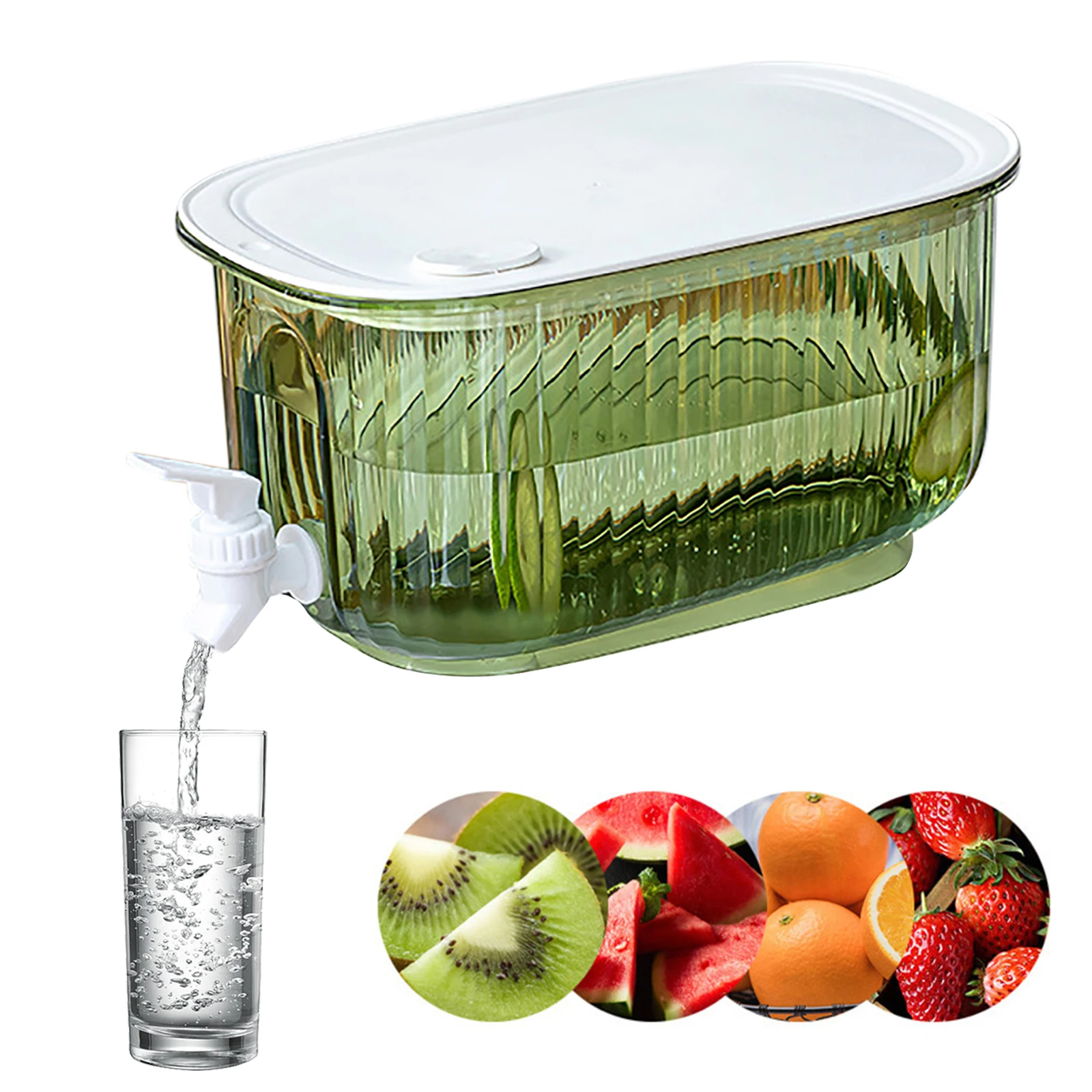 4L Refrigerator Cold Kettle with Faucet Transparent Iced Beverage Bucket Large Capacity Leakproof Drinkware Kitchen Supplies