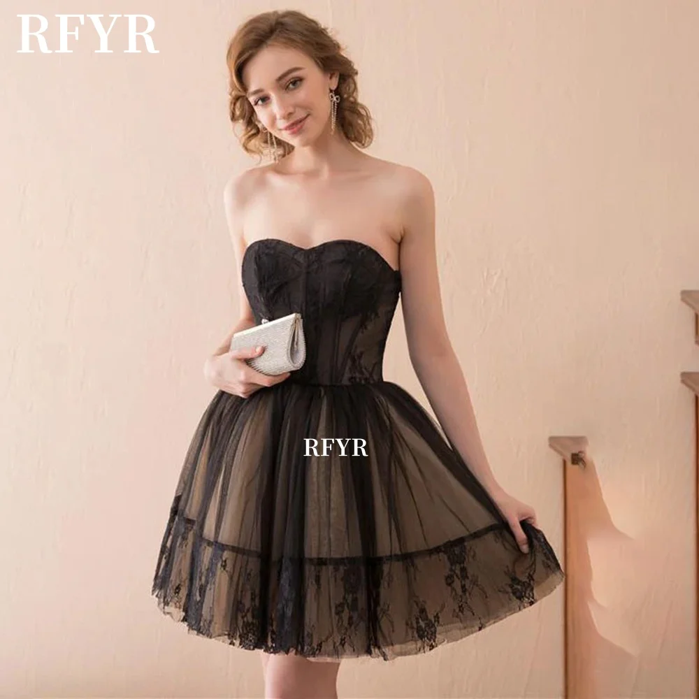 

RFYR Mini Prom Gowns Sweetheart Party Dress Lace Applique Princess Dress for Women Short Homecoming Dress Customized