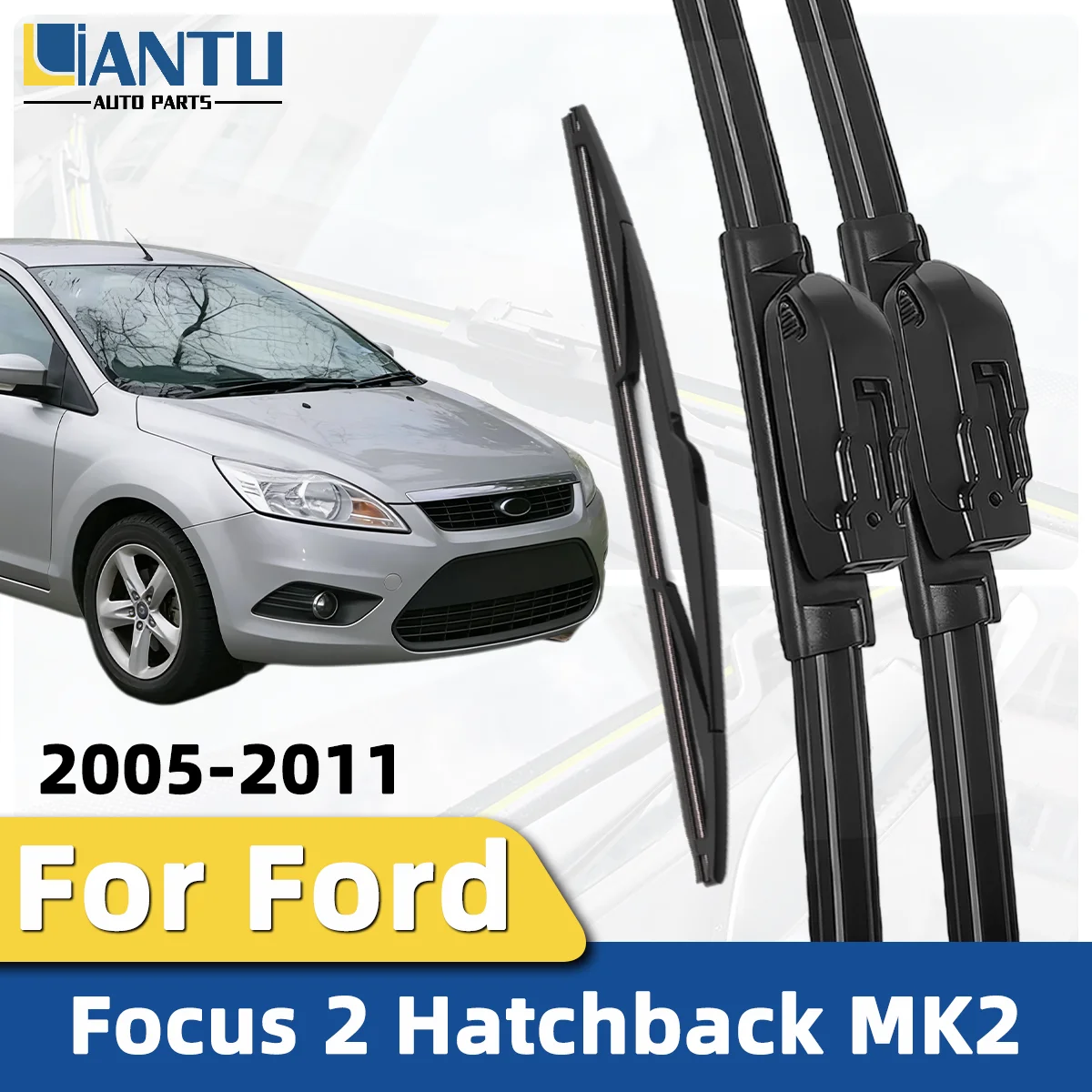 1/3PCS Front And Rear Wiper Kit For Ford Focus 2 Hatchback MK2 2005-2011 Windshield Wiper Silent Wiper Automotive Accessories