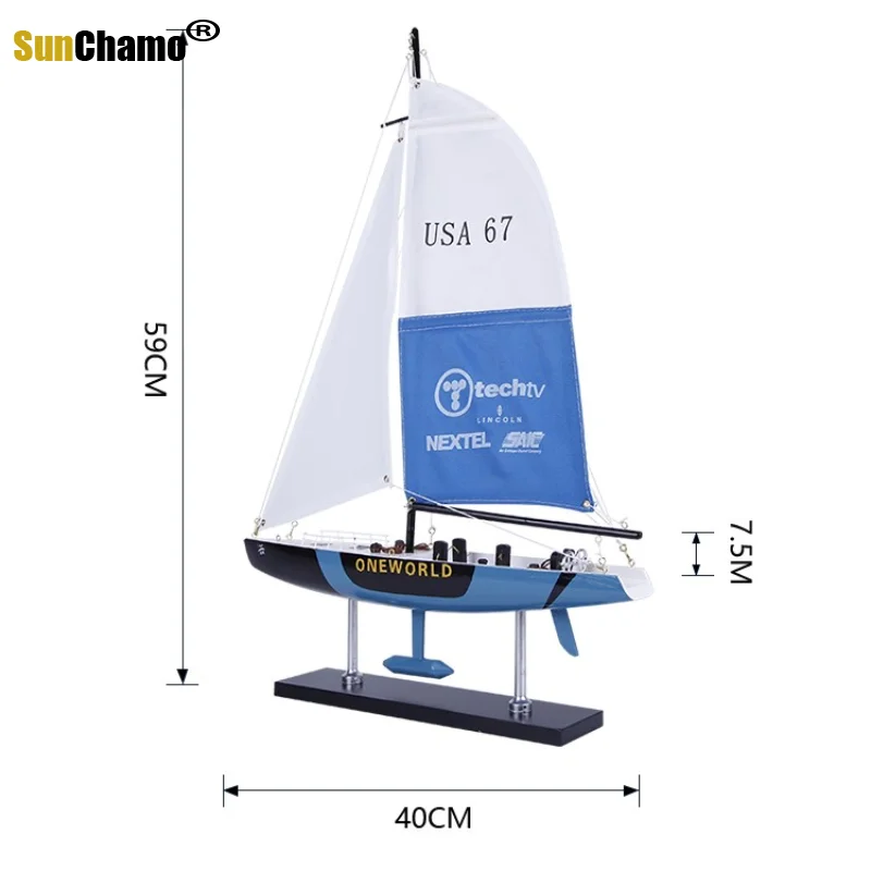 Nowoczesny Model żeglarski puchar ameryki śródziemnomorska łódź blat biurowy dekoracje wystawowe ozdoba dekoracyjna do domu rzemiosło prezentowe