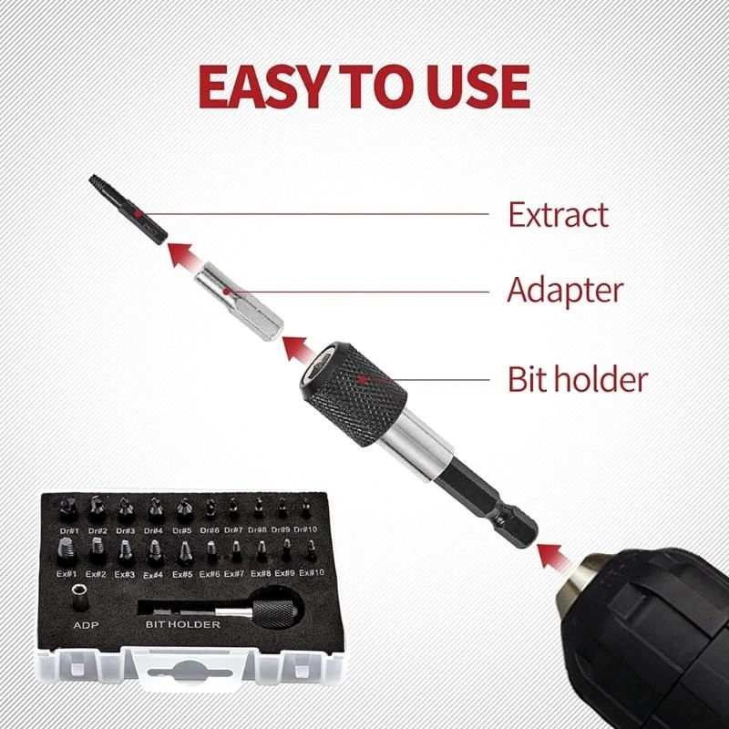 A2UD 22pcs أضرار طقم مستخرج اللولب