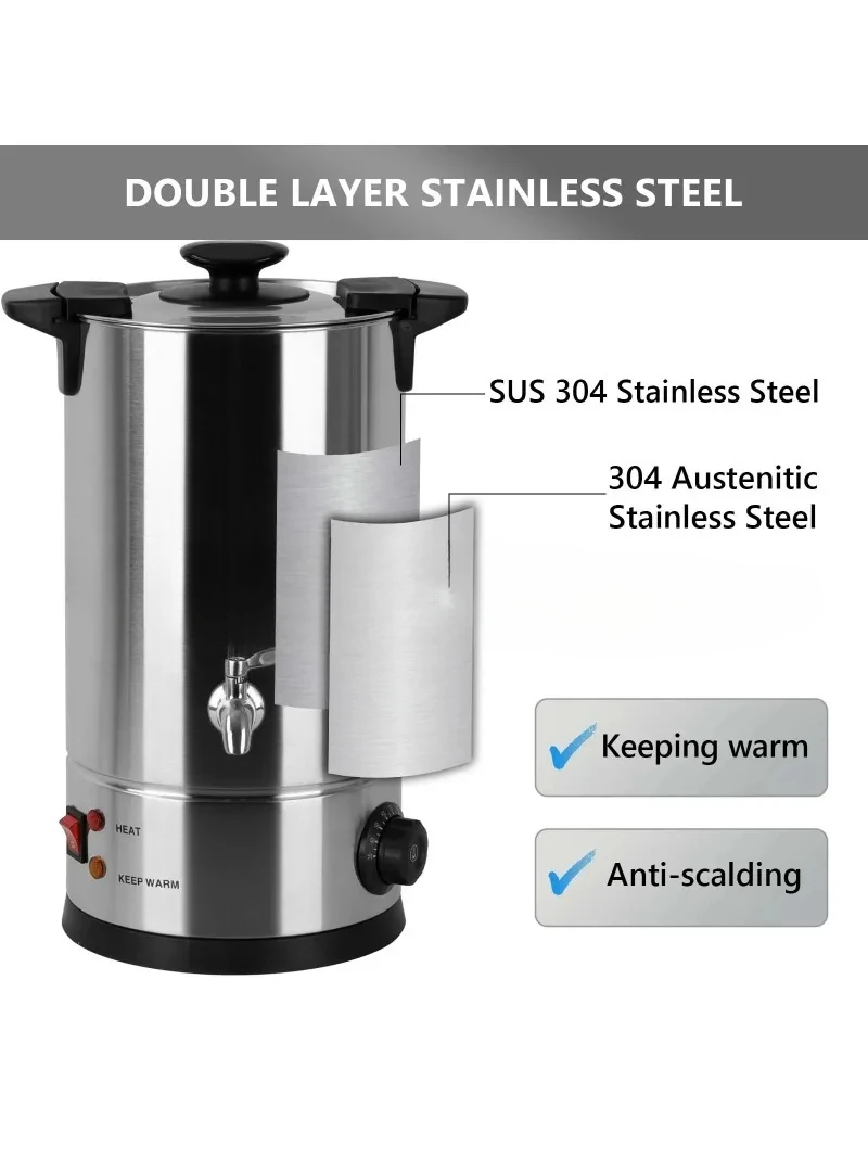 10L Electric Wax Melting Pot with Spout 30-110 ℃ Furnace Wax Melter Stainless Steel Large Melting Pot Commerical