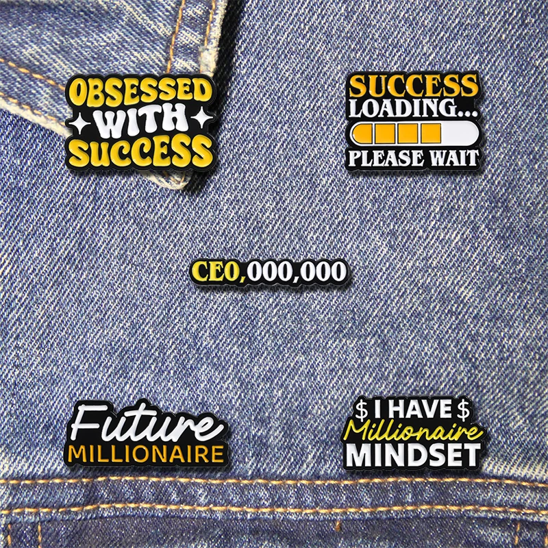 Future Millionaire Enamel Pin Success Loading CEO,000,000 Metal Lapel Badges Backpack Clothing Decoration Brooches Jewelry Gift