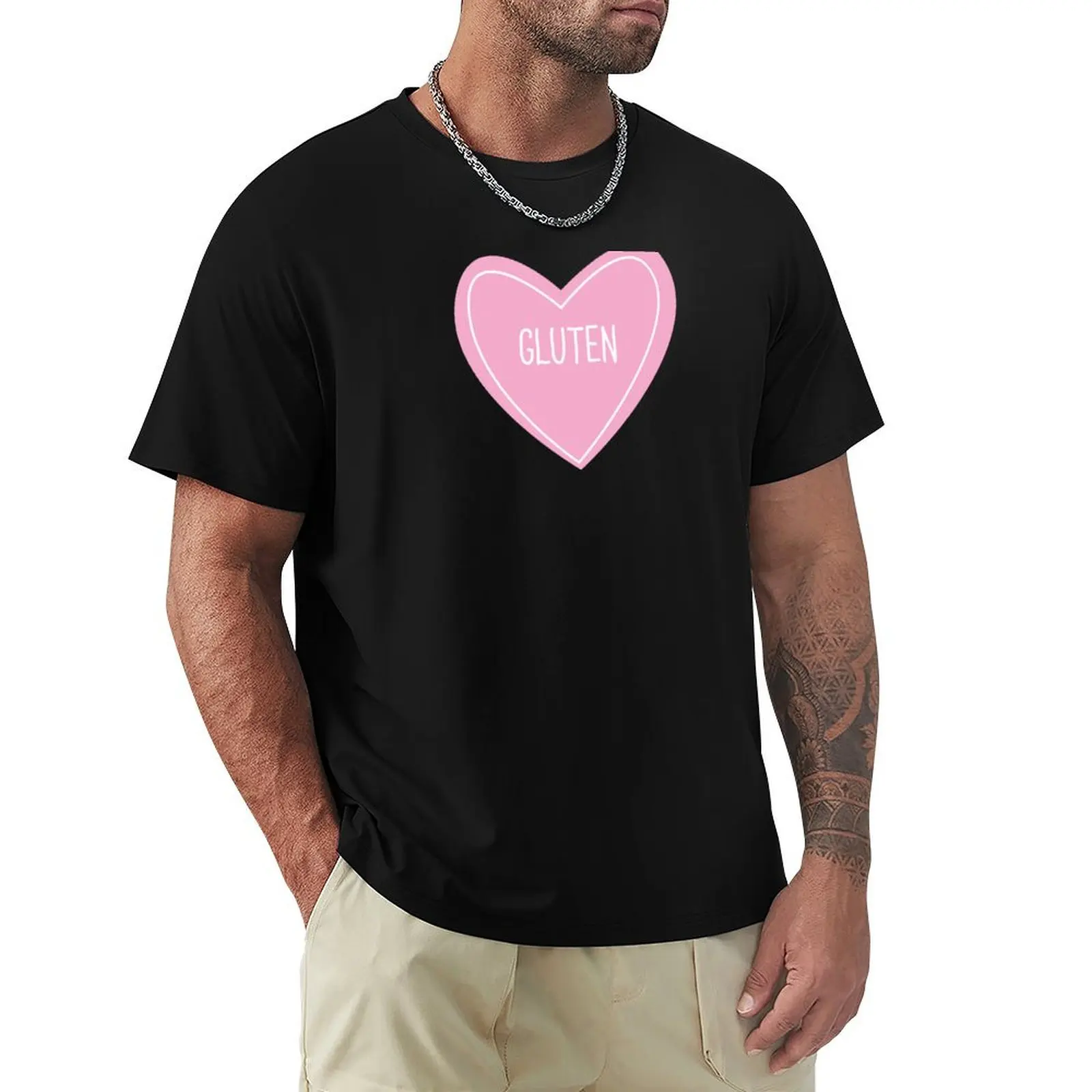 Gluten Heart T-Shirt Basic Simple Casual Short Sleeve Tee