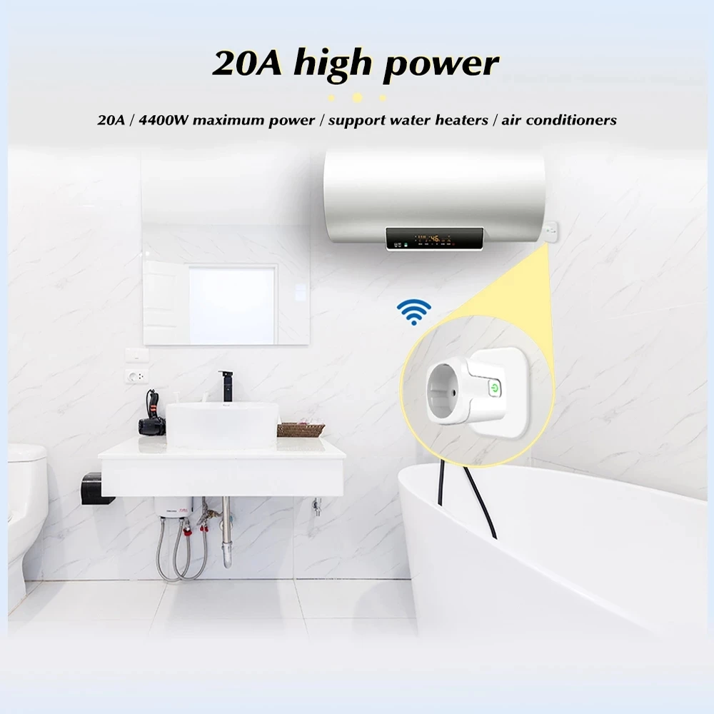Smart Socket EU 16A/20A AC100-240V Wifi Smart Plug Power Outlet Alexa Google Home Voice Control Tuya Smart Life APP
