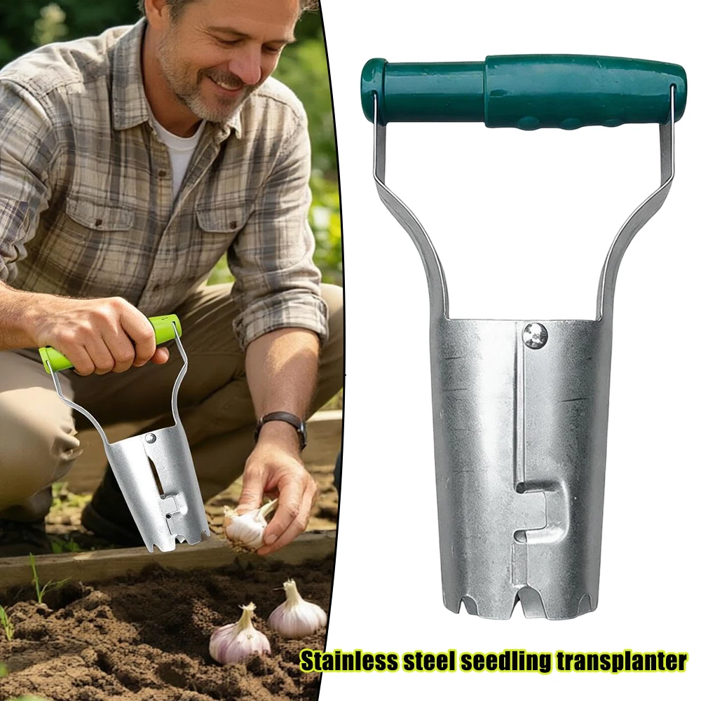 

Stainless Steel Dibber Transplanter for Seedlings Multipurpose Garden Tool Soil Hole Digger Flower Vegetable Potting Up Planter