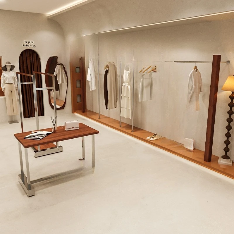 Hanger Clothing Store Clothes Display Rack Walnut Display Rack