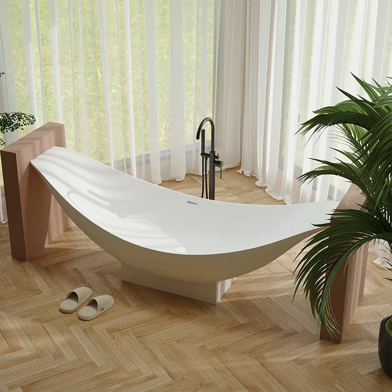 Artificial stone freestanding suspended bathtub