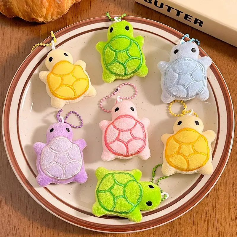 Cute Cartoon Little Turtle Plush Pendant, Colorful Tortoise Doll Keychain, Backpack Ornament for Students, Gift for Girls