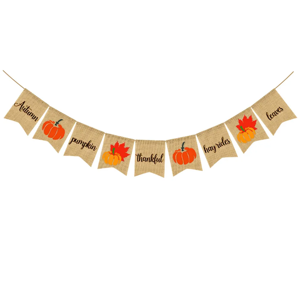 

Party Decoration Flag Thanksgiving Garland Bunting Linen Banner for Swallowtail