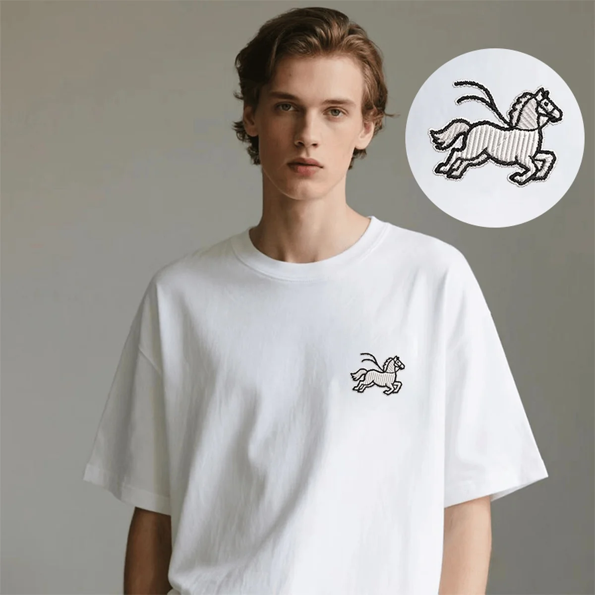 

Men Women Free-Spirited Horse Unbridled Embroidery Luxury T-Shirt - Vibrant Embroidered Top Tees for Wild Adventure T-Shirts