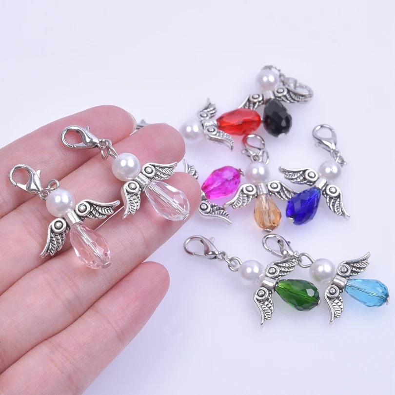 

9pcs 39*23mm=1.54*0.91" Antique Silver Color Angel Wings Charm Pendant Accessories Charms DIY Handmade Pendant Keychain Jewelry