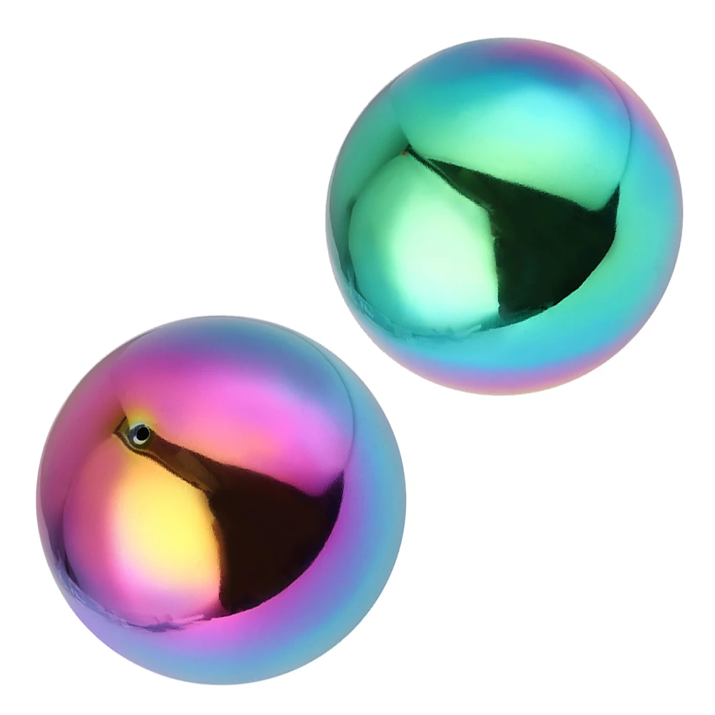 2 szt. Kule lustrzane ze stali nierdzewnej w kolorach tęczy, odblaskowe, kolorowe metalowe sfery, ozdoby ogrodowe do użytku wewnątrz i na zewnątrz