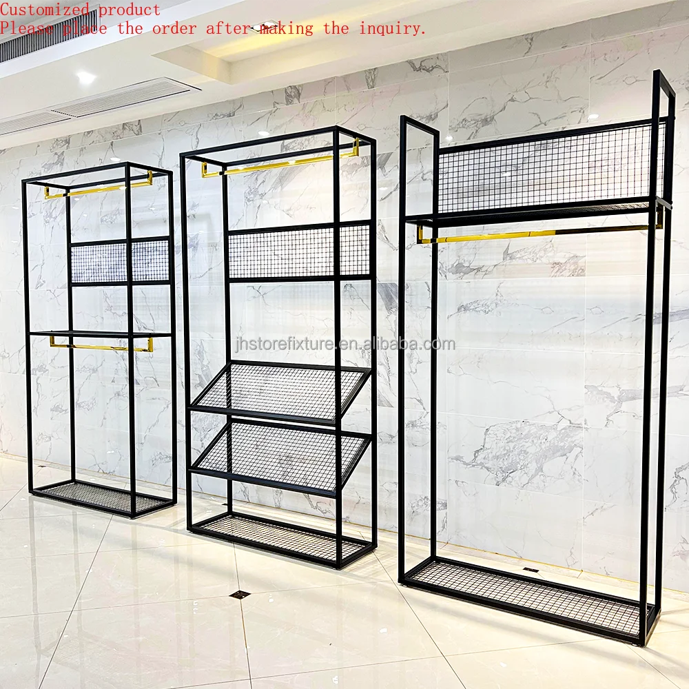 

Tailored Suit Men Designer Clothing Shop Black Racks for Men Store Fixtures Retail Display Metal Shop Fittings