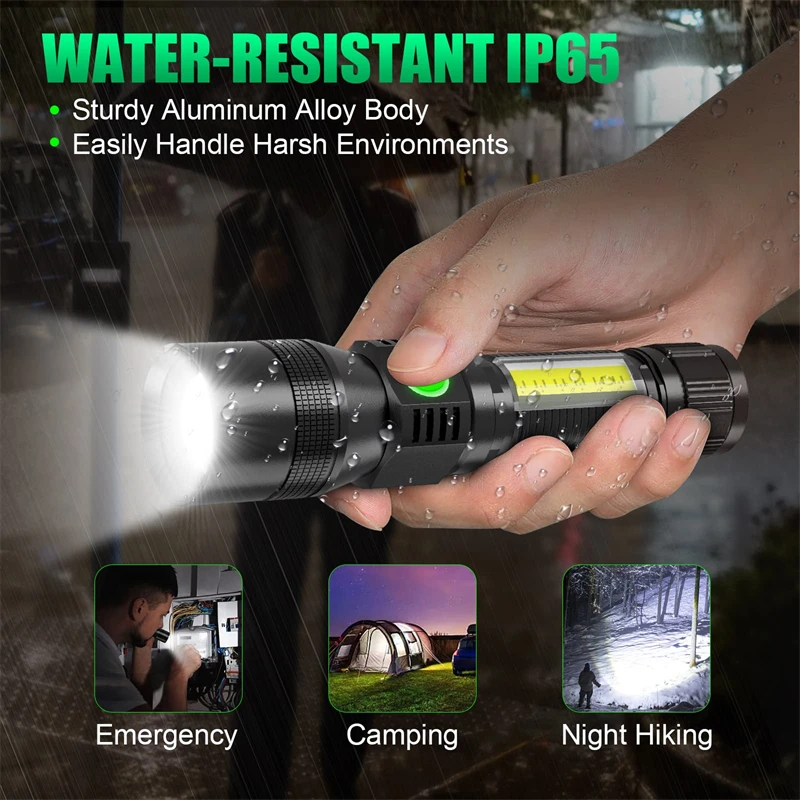 Rechargeable UV Flashlight 3in1 Super Bright Tactical 20000 Lumen Waterproof Pocket Flashlight for Pet Stains Detection Camping