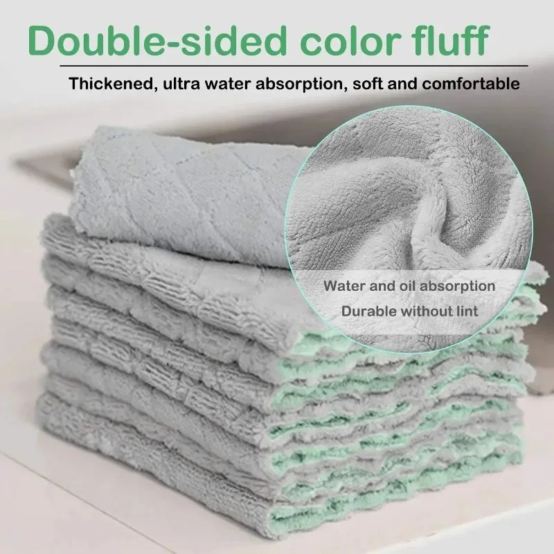 Super Absorbent Cleaning Cloths Kitchen Microfiber Towel Non-stick Oil Dishcloths Rags Scouring Pad Car Window Wipes Clean Tools