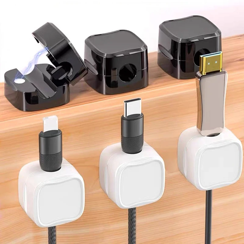 Cable Organizer Magnetic Self Adhesive Wire Management Cables Clips Cord Holder Desk Wires Keeper Holder