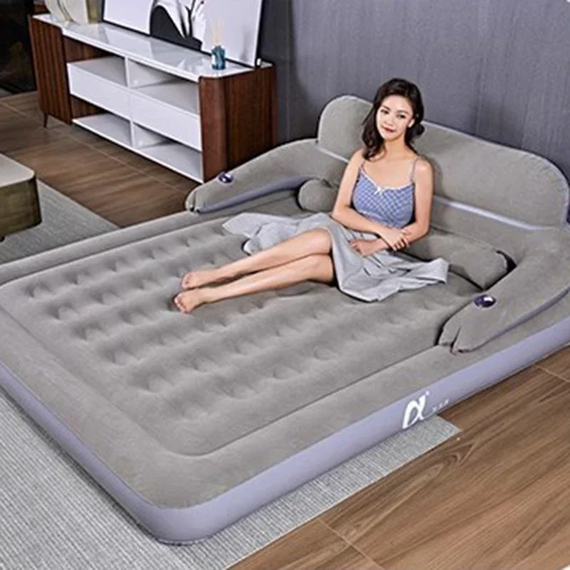 Inflatable Air Mattress Queen Size Portable Thick Foldable Guest Bed Camping Travel Home Floor Use Electric Pump Storage Bag