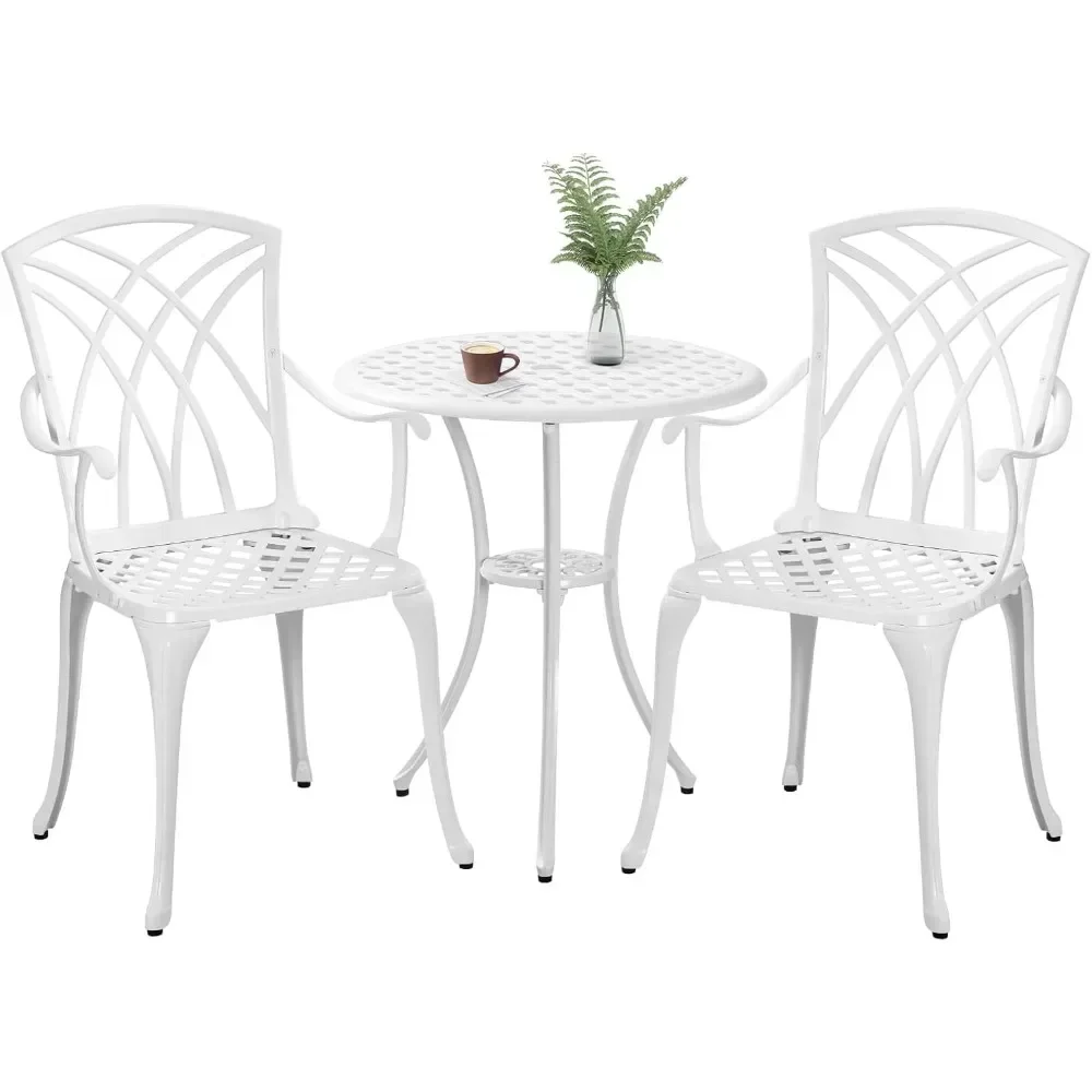 

Бестселлер: белый комплект бистро-стола и 2 стульев из литого алюминия, белый набор для бистро на открытом воздухе, комплекты для бистро на террасу.