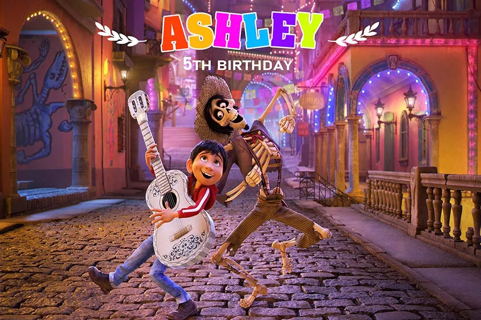 ستارة خلفية من Coco للكرنفال المكسيكي لحفلات أعياد ميلاد الأطفال خلفية صور مخصصة ستارة خلفية للزينة