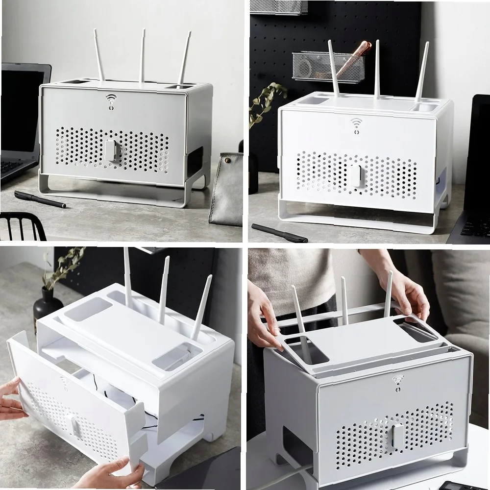 

Large Size Router Storage Box Cover, Creative Cable Organizer Holder Desktop TV Box Set Top Box Shelf for Cable Management