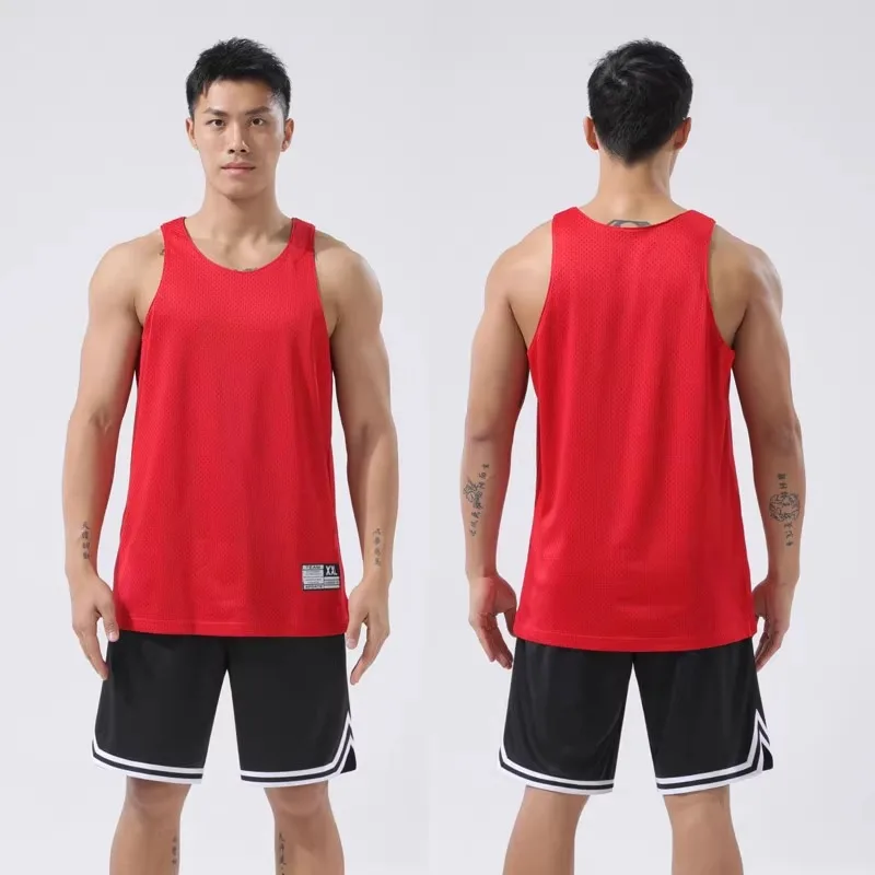 Reversible Basketball Uniform Vest Double-layer Large Mesh American Training Quick-drying Loose Sleeveless Fitness Clothing Men