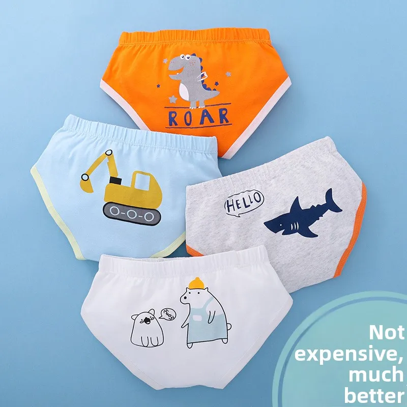 4 Pack Boys Cotton Underwear Soft Breathable Briefs for Kids Toddler Youth Comfortable Boys Underpants