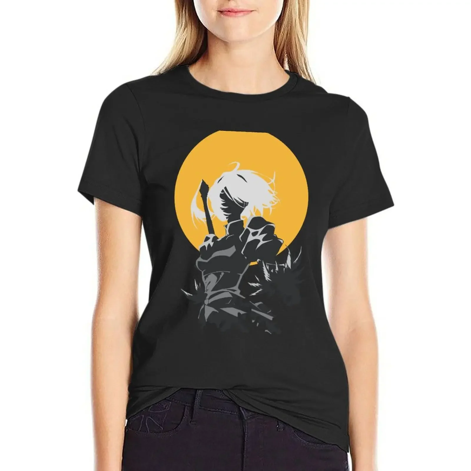 

Nier Automata Anime Characters 2b Fanart in Awesome Vintage Moon Minimalist T-Shirt summer tops t-shirts for Women pack