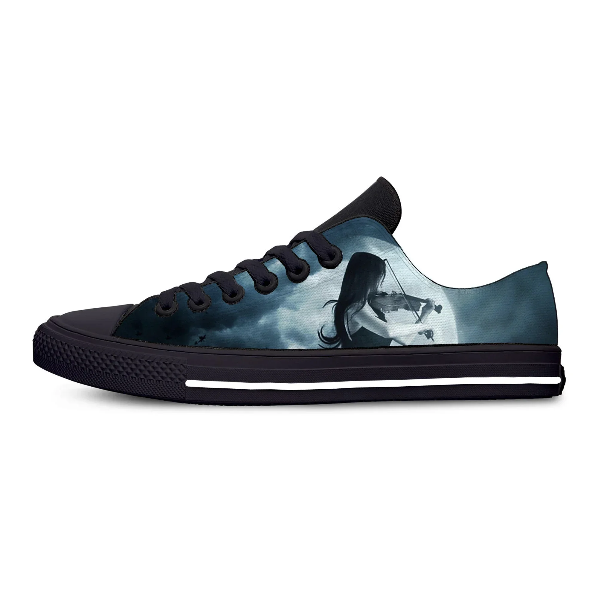 Hot Cool Summer Goth Devil Gothic Punk Grunge Horror Halloween Casual Shoes Low Top Lightweight Breathable Men Women Board Shoes