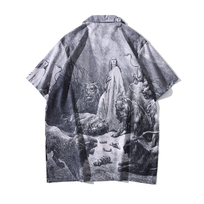 Hawaiian Summer Shirt for Men Streetwear Vintage Retro Graphic Print Punk Blouse Casual Short Sleeve Button Man Beach Shirts Top